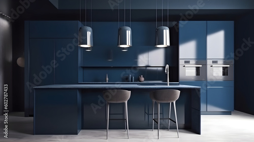 Minimalist Interior of modern interior desige 3D rendering, generative ai