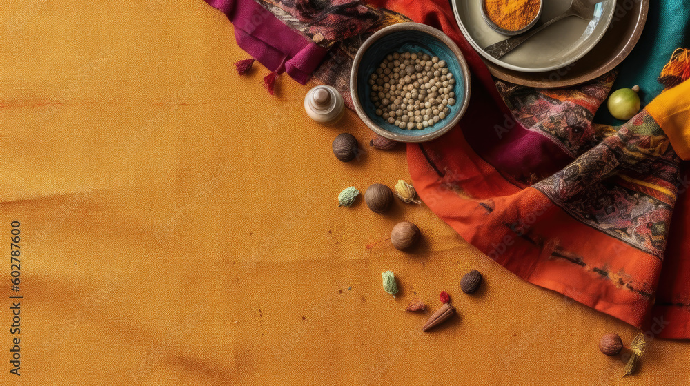 Spices of the World: An Ethnic Cuisine-themed Empty Background with Copy Space - A Top View Image Featuring an Array of Aromas, Colors, and Culinary Diversity.
Spices of the World: An Ethnic Cuisine-themed Empty Background with Copy Space - A Top View Image Featuring an Array of Aromas, Colors, and Culinary Diversity.