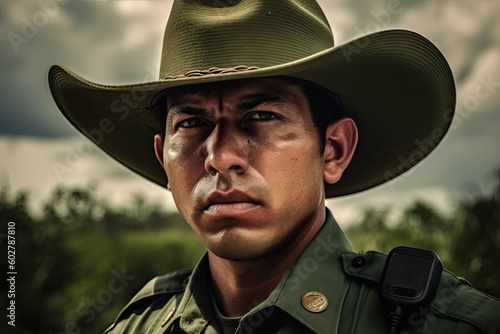 Portrait of a US border patrol officer, generative AI
