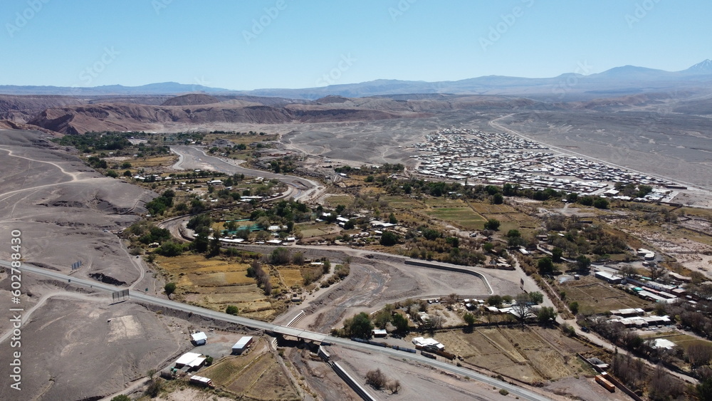 Visão aérea das redondezas da cidade de San Pedro do Atacama no Chile