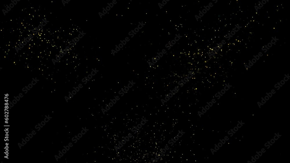 Gold Dust Waves. Particle gold dust flickering on black background. Gold Particles Moving Background. Particle from below. 4k abstract Footage background for text. Gold Dust Waves. Particle gold dust flickering on black background. Gold Particles Moving Background. Particle from below. 4k abstract Footage background for text.