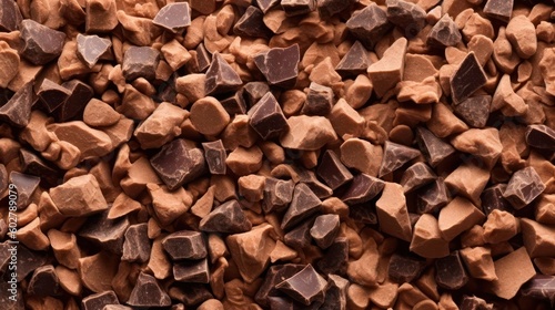 pieces of dark chocolate, sweet food background. broken chocolate for dessert as snack. Generative AI