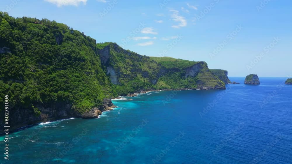 Aerial view of amazing cliff view from Nusa Penida - Bali. Aerial view of amazing cliff view from Nusa Penida - Bali.