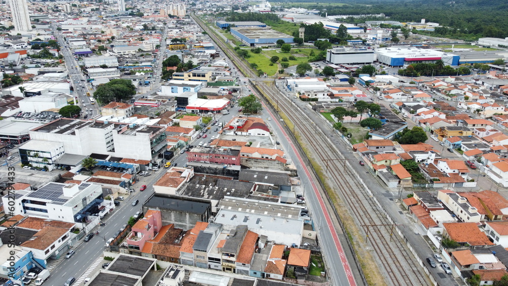 Visão aérea da área urbana da cidade de Mogi das Cruzes, São Paulo, Brasil