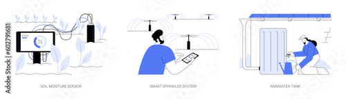 Smart water use abstract concept vector illustrations.