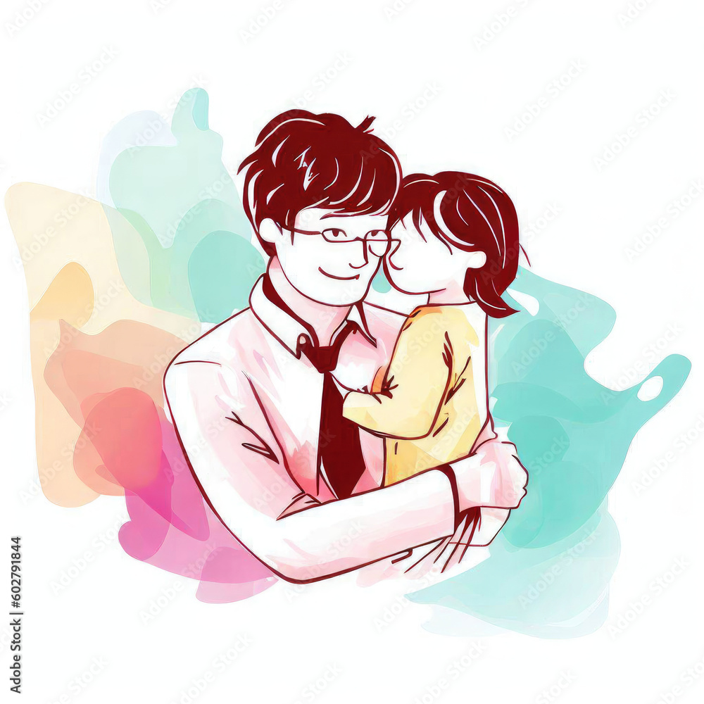 Father's Day card design with watercolor flowers and vector text, Generative AI Father's Day card design with watercolor flowers and vector text, Generative AI