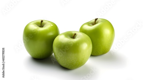 Fotografia Green granny smith apples, Isolated on white background with copy room