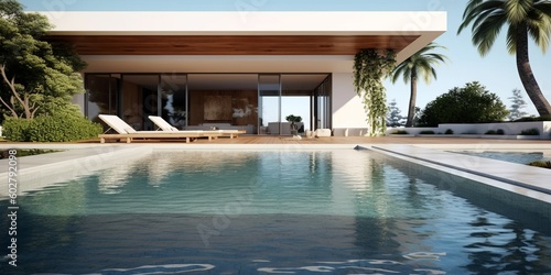 Luxurious Modern Outdoor Pool Design AI Generated Generative AI © ArquitecAi