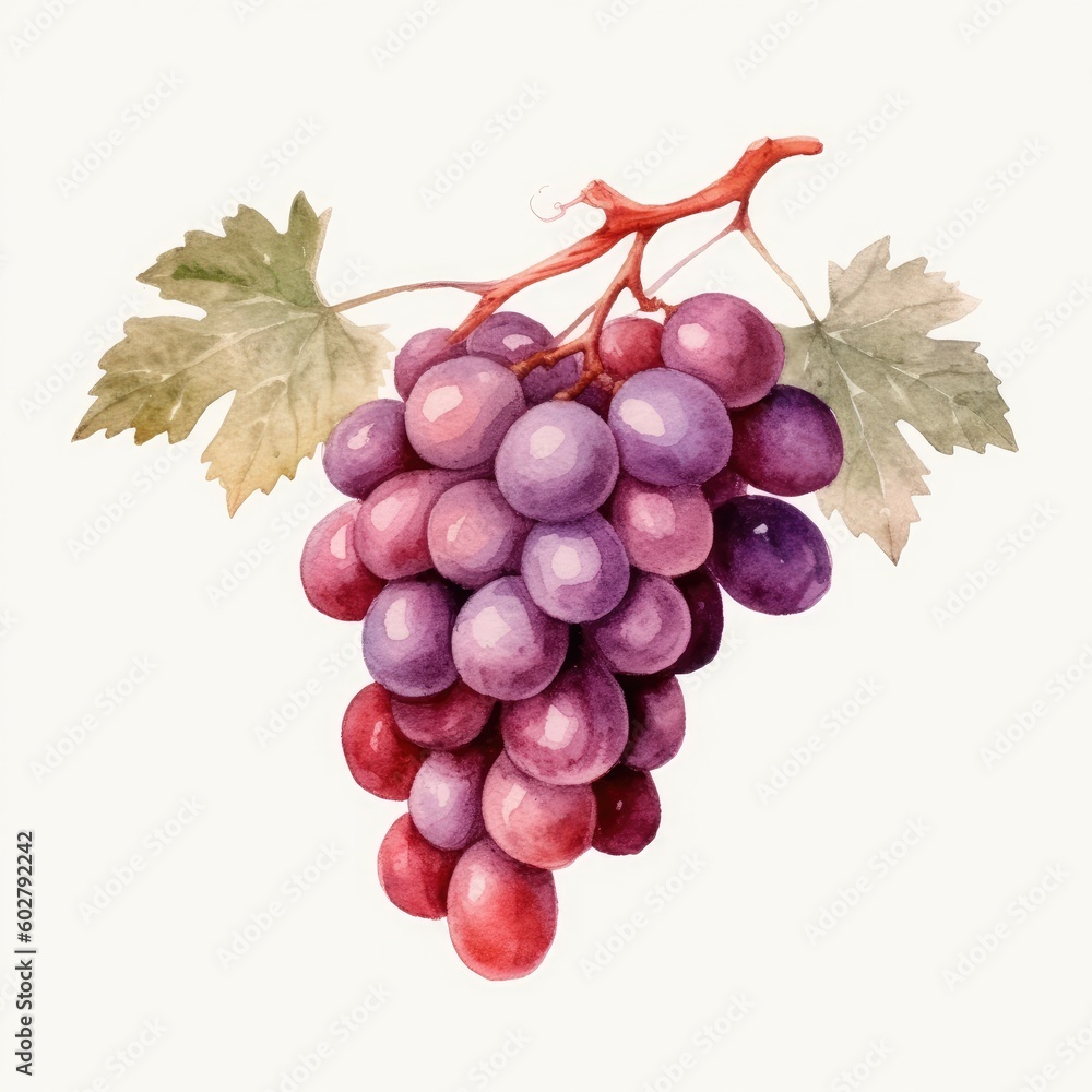 Fototapeta premium bunch of red grapes isolated on a white background, generative ai