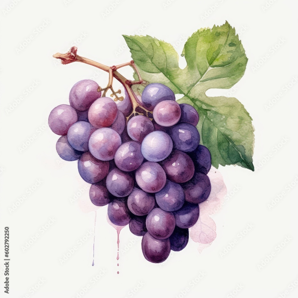 Fototapeta premium bunch of grapes isolated on white background, generative ai