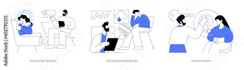 Psychiatric consultation abstract concept vector illustrations.