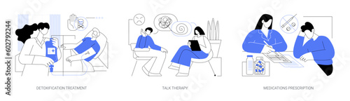 Addiction psychiatry abstract concept vector illustrations.