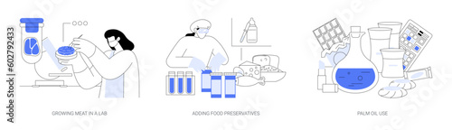 Biotechnology in food industry abstract concept vector illustrations.