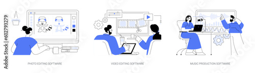 Professional software for creatives abstract concept vector illustrations.