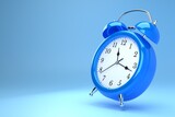 blue clock on blue background, time concept, 3d illustration

