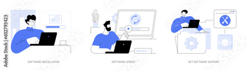 Software maintenance abstract concept vector illustrations.