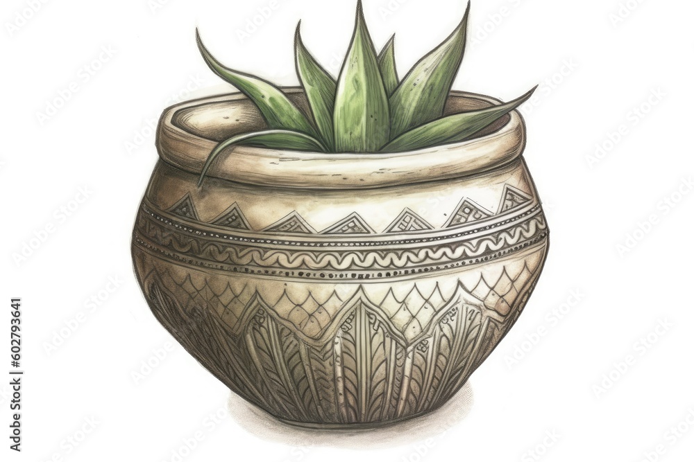potted plant with green leaves and brown soil Generative AI potted plant with green leaves and brown soil Generative AI