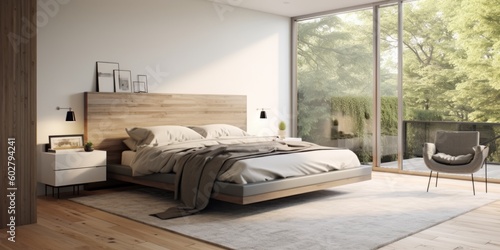 Cozy Modern Bedroom Interior Design AI Generated Generative AI © ArquitecAi