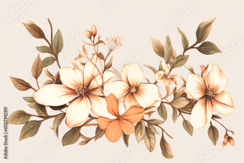 branch.with flowers. illustration