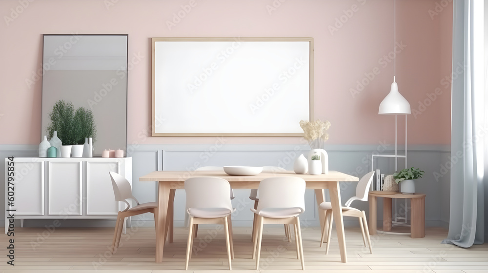 Fototapeta premium Minimalist Interior of modern interior desige 3D rendering, generative ai