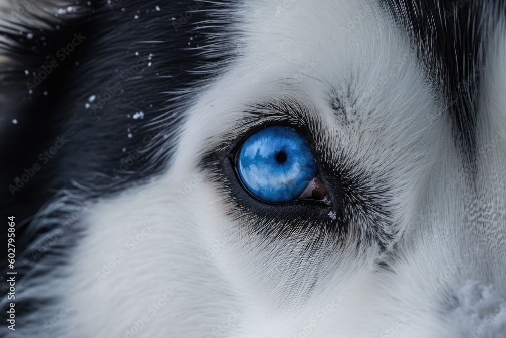 close up of a blue-eyed dog Generative AI