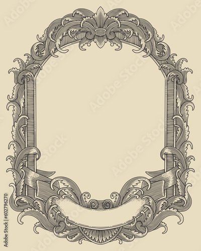 antique engraving frame monochrome style, Vector vintage illustation
