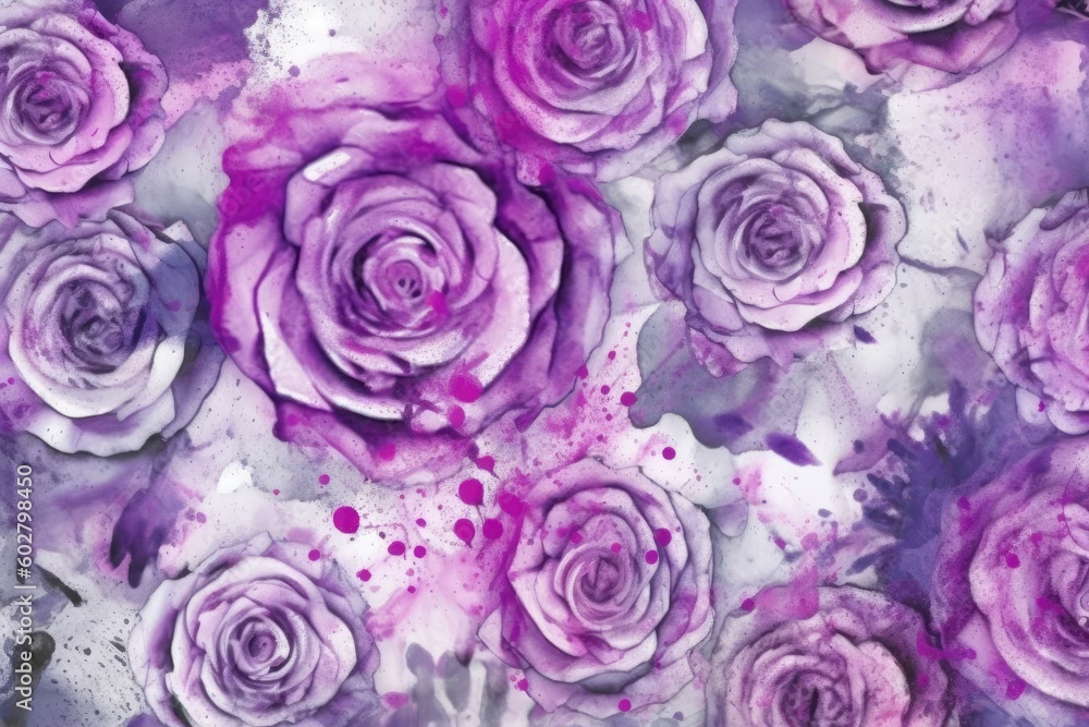 Purple Roses on a White Background Generative AI Purple Roses on a White Background Generative AI