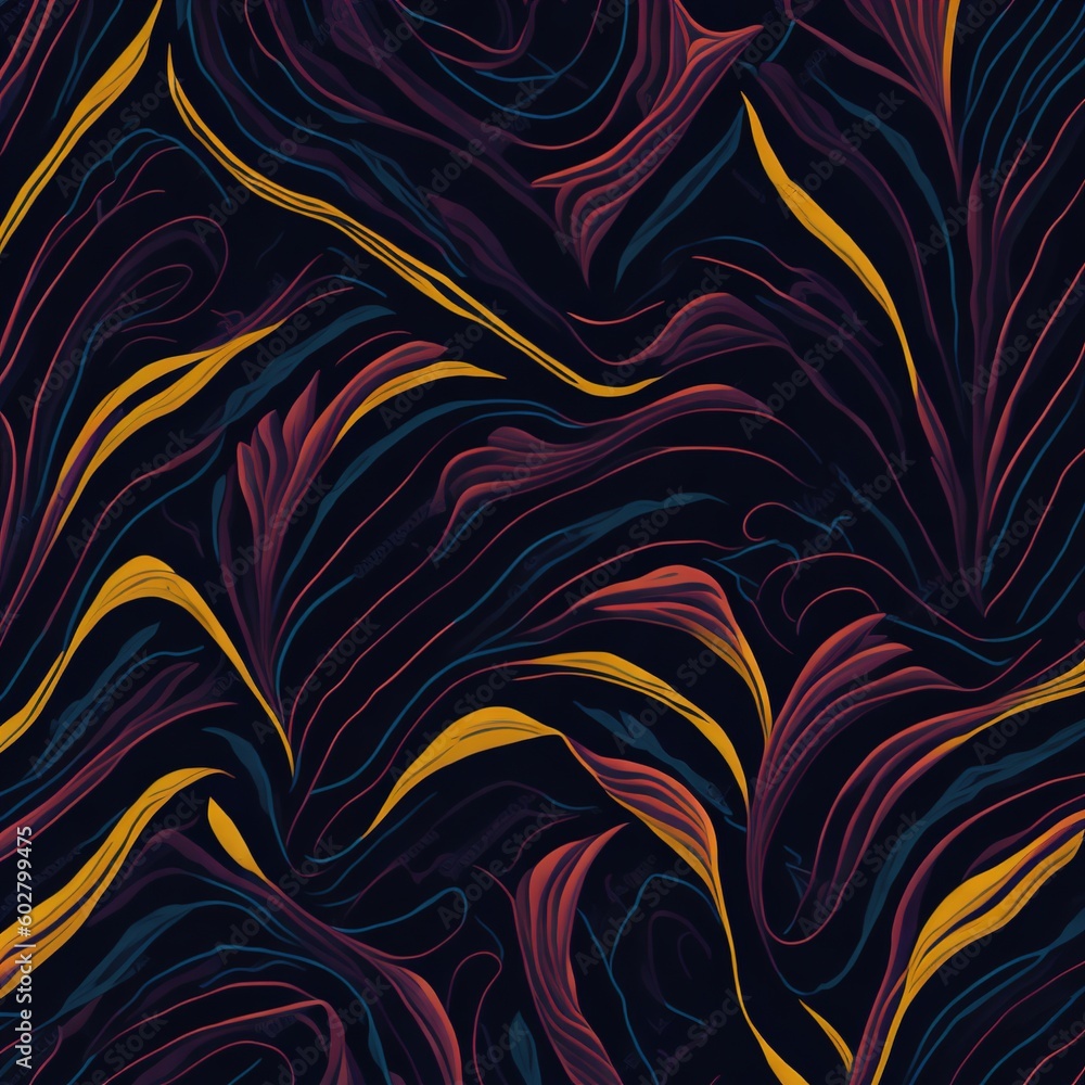 A pattern of waves with a swirl of colors Generative AI