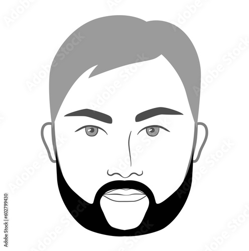 Mutton Chops with Chin Strap Beard style men in face illustration Facial hair mustache. Vector grey black portrait male Fashion template flat barber. Stylish hairstyle isolated outline on white