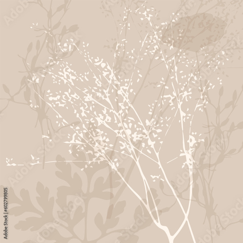 Delicate vector pattern wild flowers botanical background