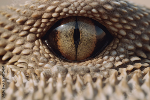 Photorealistic ai artwork of a close-up of a snake eye. Generative ai.