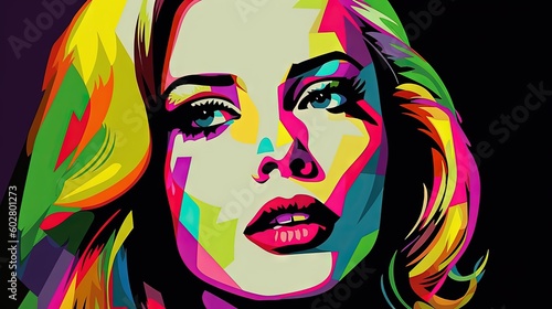 Pop Art Woman Portrait created by Generative AI