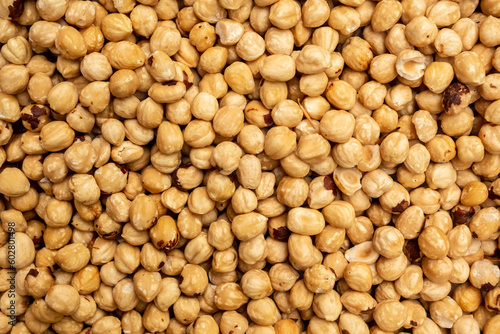 light kernels nuts hazelnut close-up, full frame