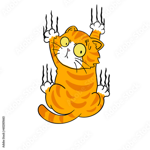 Canvas Print Scared orange cat cartoon
