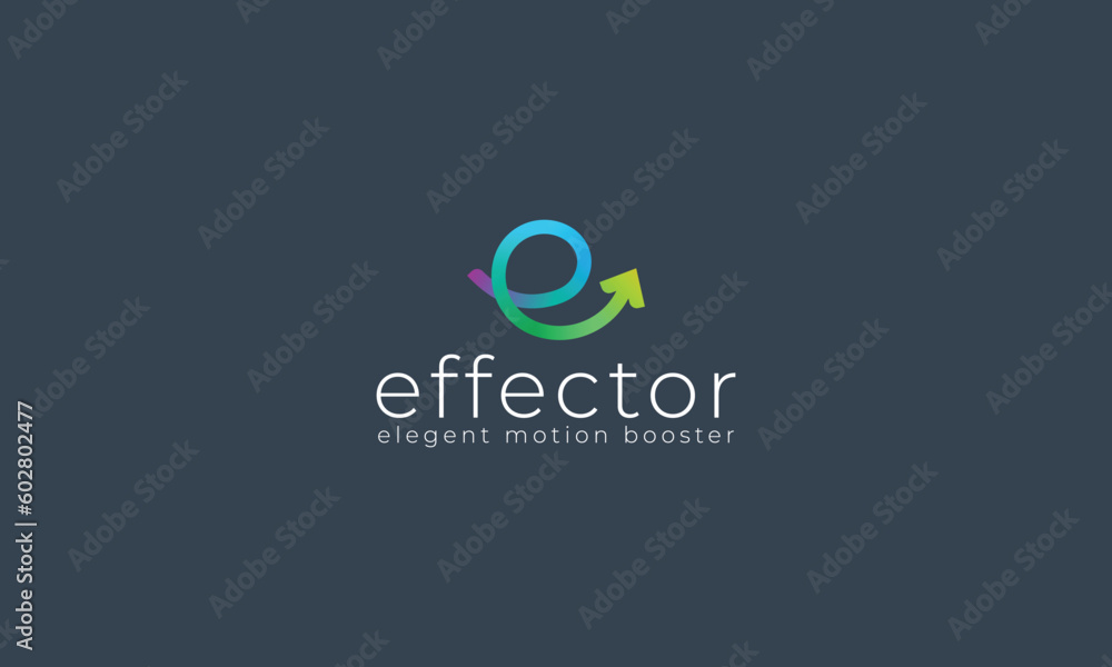Obraz premium Letter e creative colorful arrow motion booster direction logo