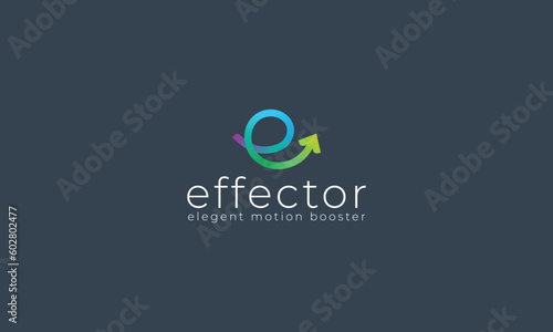 Letter e creative colorful arrow motion booster direction logo