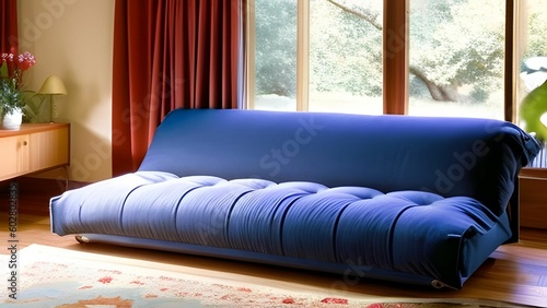 A 1990s futon with a built-in bed photo