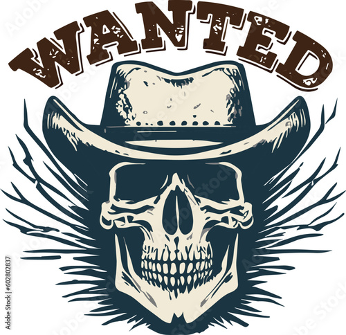 skull wanted tshirt design