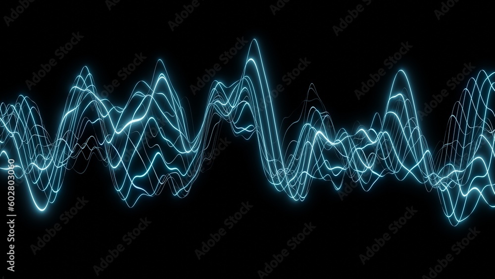 abstract sound wave 3d illustration. digital vibration frequency that ...