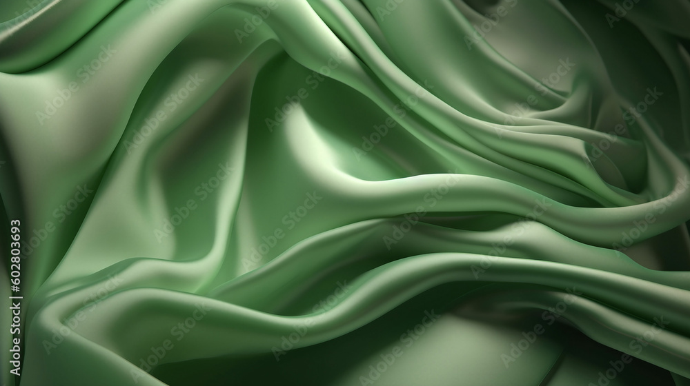 Obraz premium Green silk satin texture background. Generative ai illustration