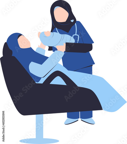 Muslim midwife Illustration, midwife day
