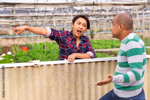 Fotografi Farm neighbors quarrel over farm backyard