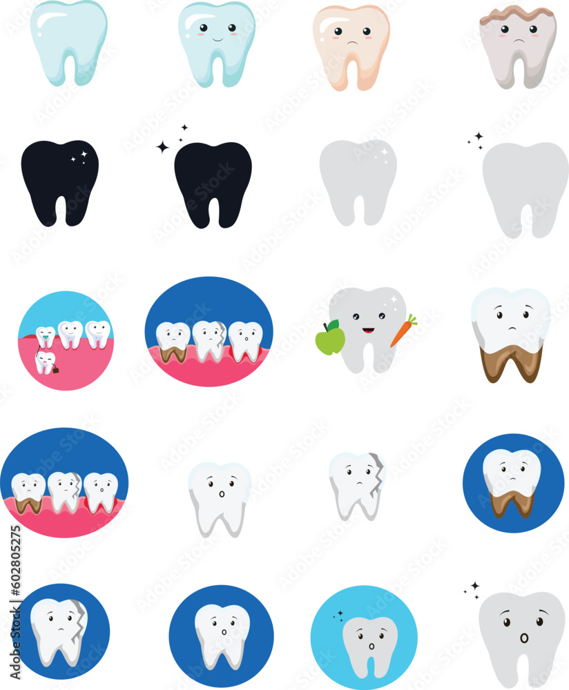 set of funny cartoon tooth set of funny cartoon tooth