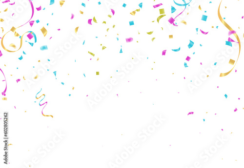 Lettering Happy Birthday To You balloons Colorful Party Flags And Ribbons Falling On Background. Celebration Happy Birthday