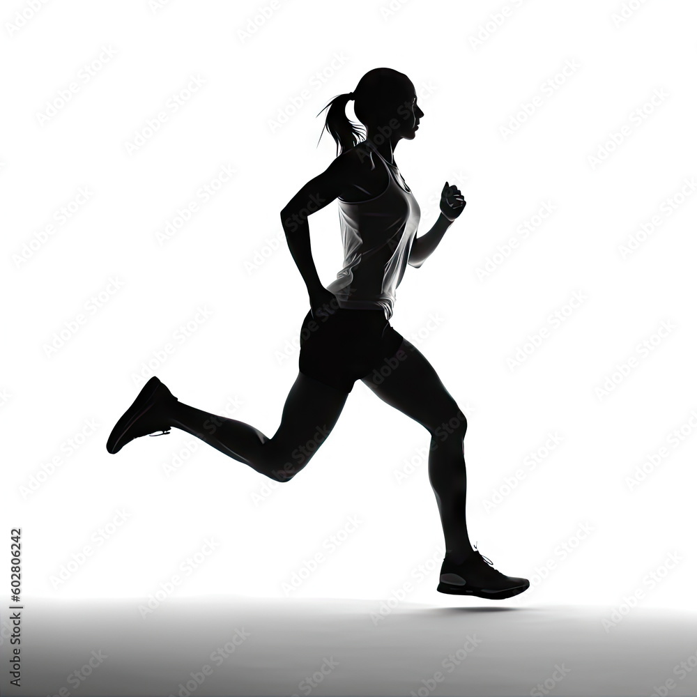 silhouette runner on white background