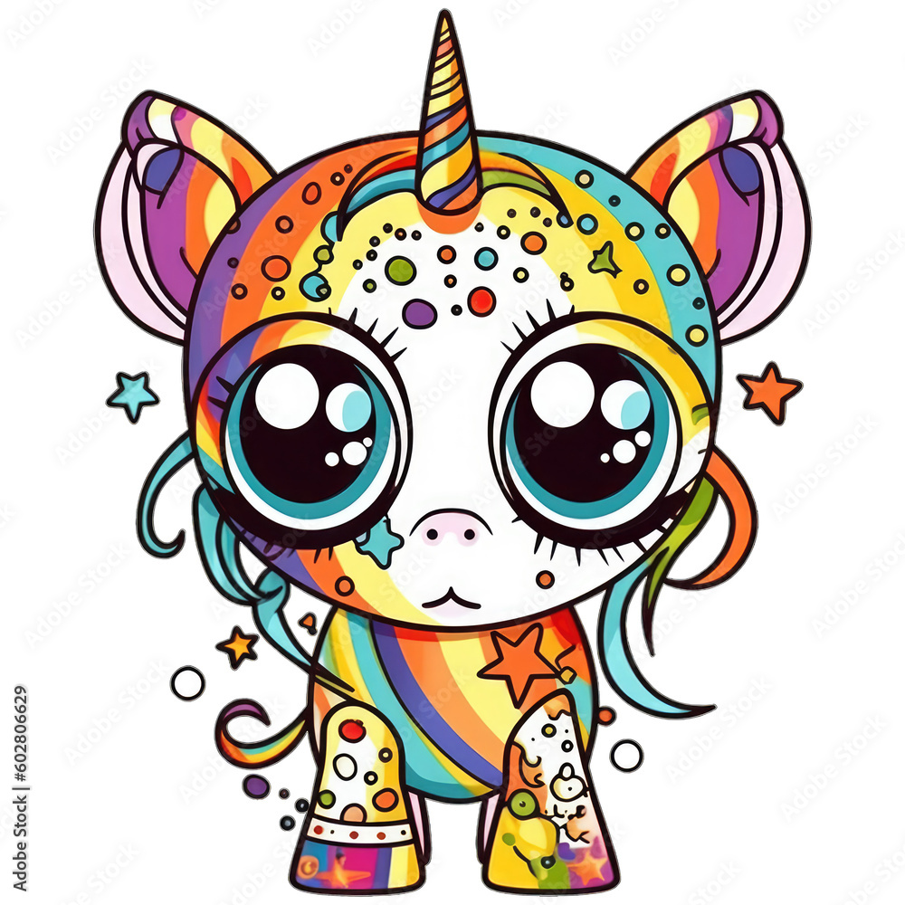 Digital art cute colorful unicorn. Generative AI