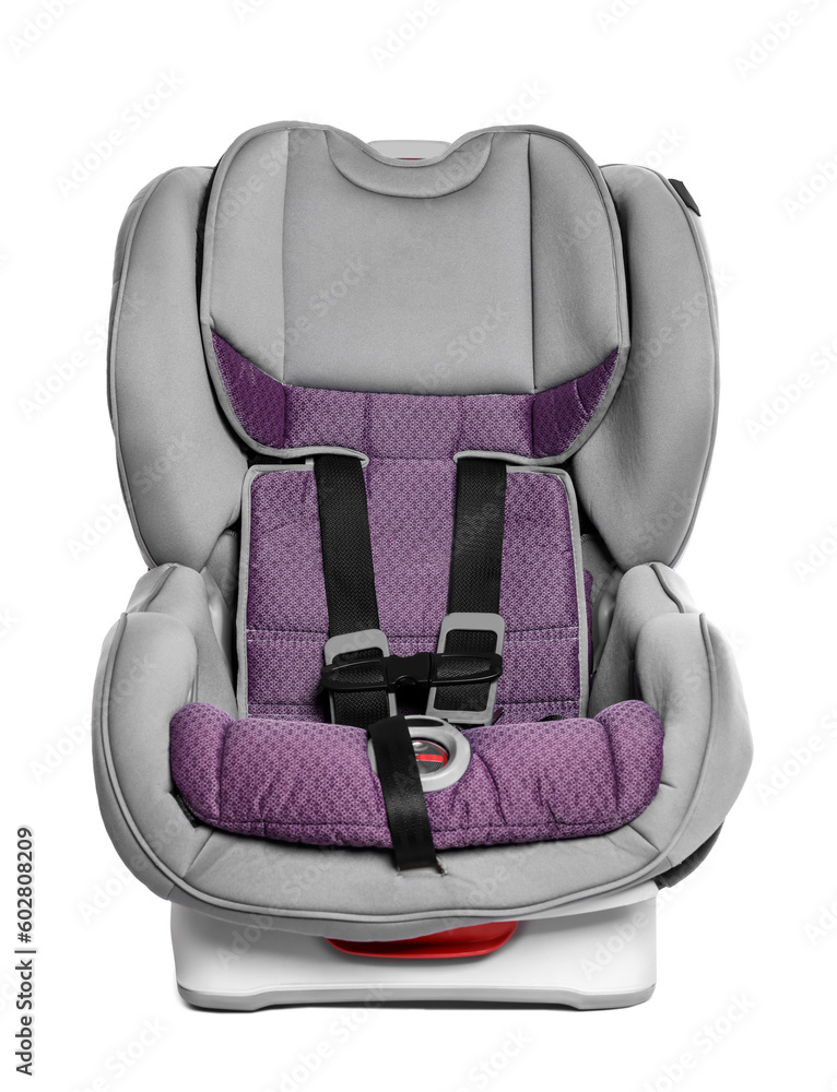 Empty modern child safety car seat on white background Empty modern child safety car seat on white background