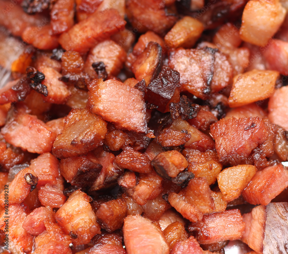 close up of bacon. fried bacon texture. details of bacon prepared for eating. close up of bacon. fried bacon texture. details of bacon prepared for eating.