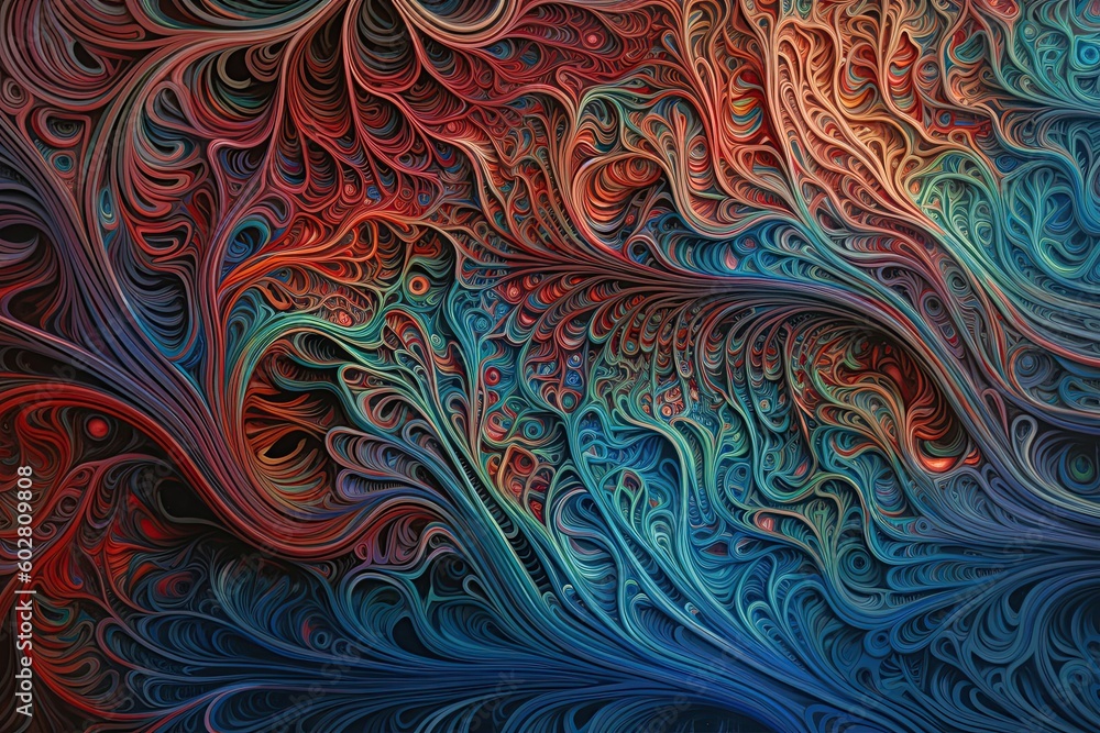 The abstract painting background full of vibrant colors that blend and ...