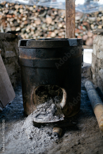 wood stove on traditional kitchen native country of Indonesia